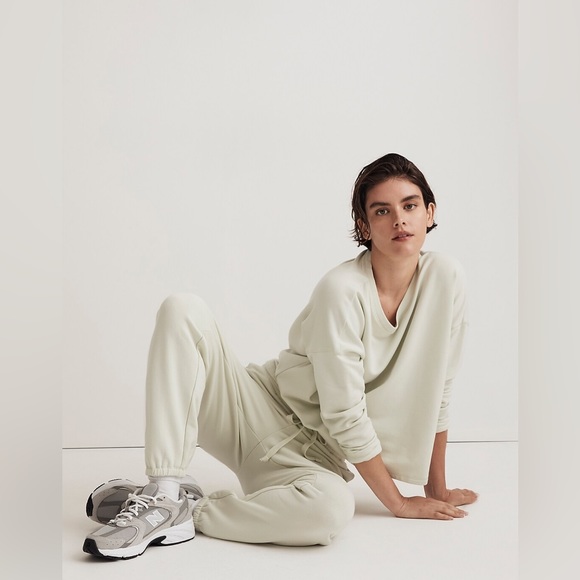 Madewell MWL Superbrushed Easygoing Sweatpants. Color Iced Mint. - Picture 3 of 10
